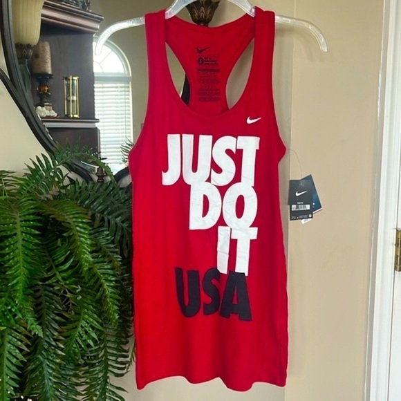 Brand New Nike Team USA Just Do It Red Racerback Tank Top Olympics Slim Fit - Picture 1 of 14